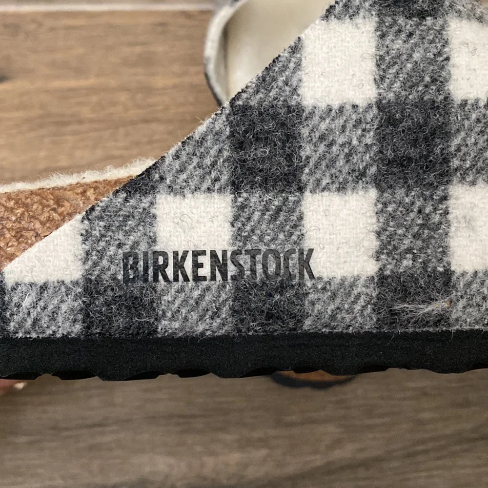 NEW Birkenstock Arizona Shearling Plaid Wool Slide Sandal Size 44 / 11